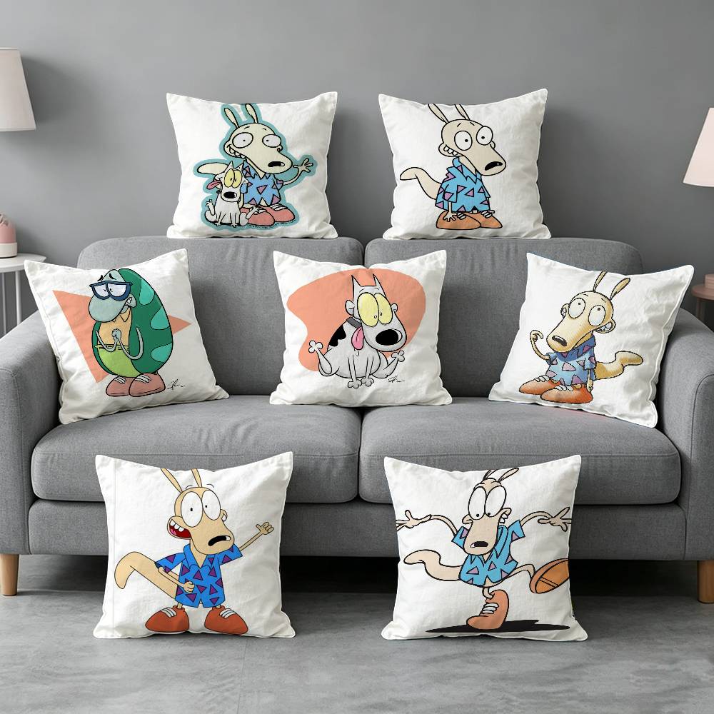 Cartoonn Rockos Modern Life Pillow cover Soft Microfiber Pillowcase Home Sofa Decor Surprise Decorative printed