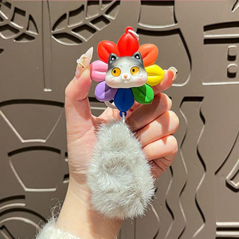 

Rotatable Cat Keychain Good Luck Bag Accessories Portable Car Keyring Girls Style 1