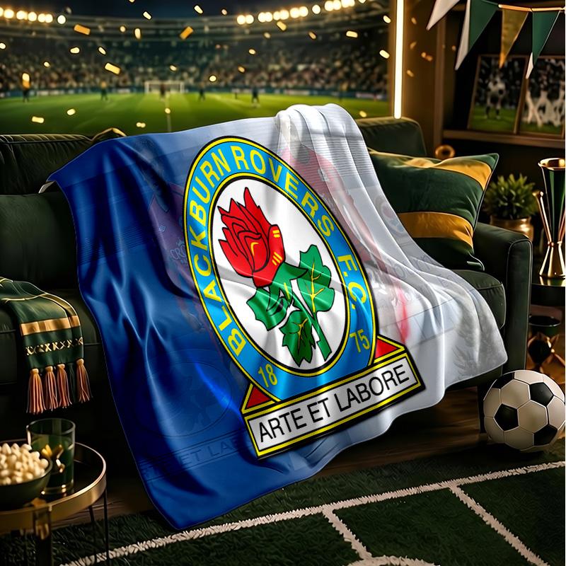 Blackburn-Rovers Crest Throws Blanket Flannel Blankets Plush for Couch Bed Gifts for Men Women Travel Picnic Blanket Christmas Fan Gifts