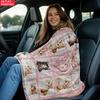 Pink cute kitten print throw blanket - Soft, warm, thick flannel coverlet suitable for all seasons and ideal for home naps and air conditioning use.