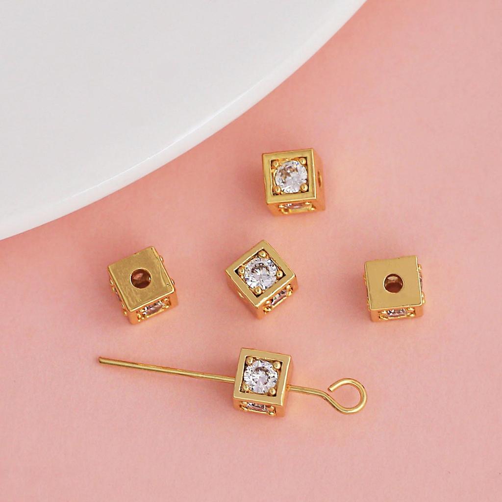 18K Zlaté korálky-rozlišovače se zirkony pro výrobu šperků