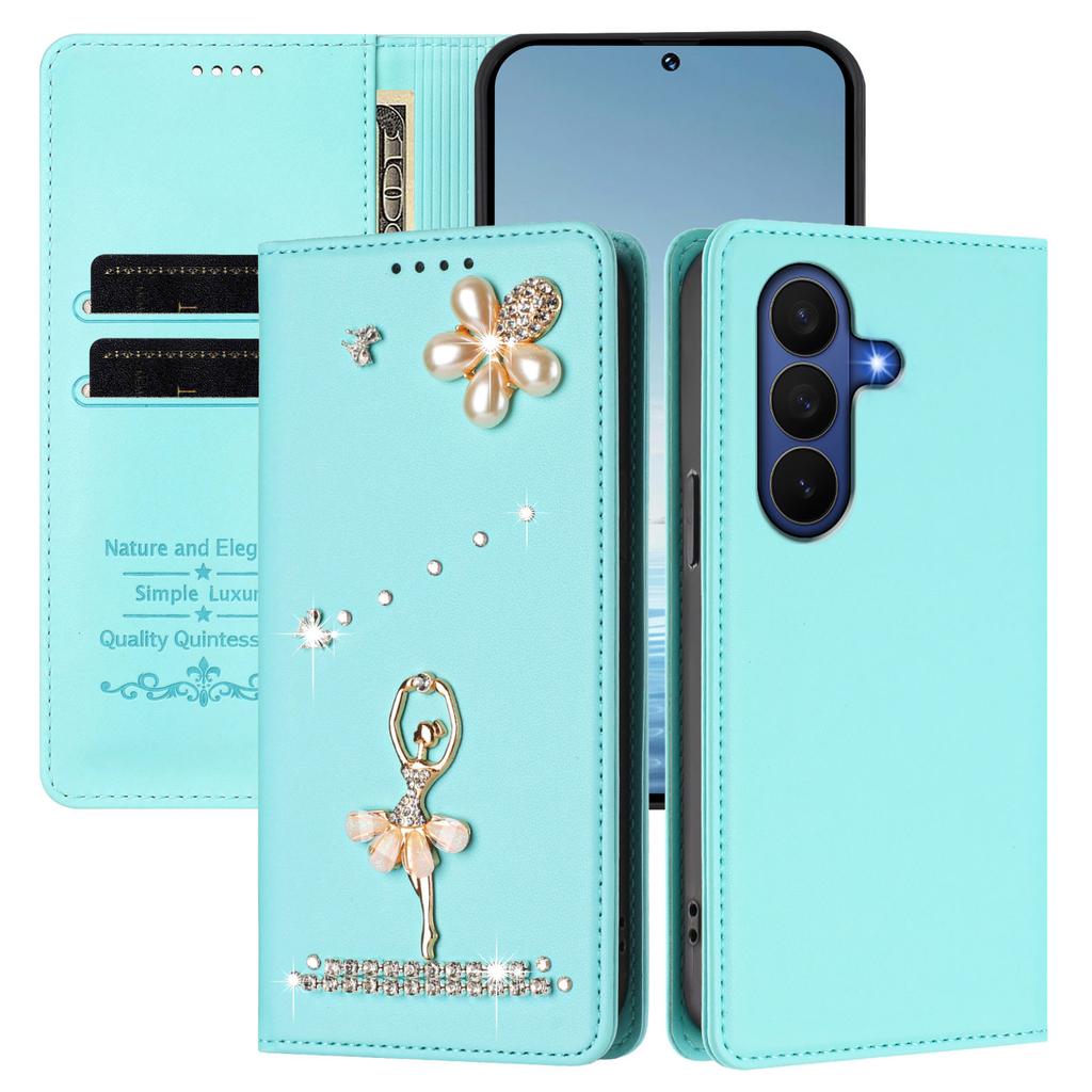 Luxury Diamond Cute Cards Solt Wallet Leather Phone Case For Samsung Galaxy Z Fold 7 6 5 4 3 Flip Bag Pocket Kickstand Cover