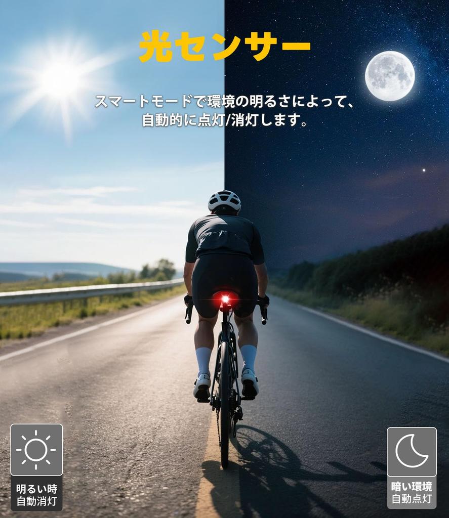 UT100 Bicycle Tail Light with Brake Light Road Bike Rear Light IPX6 5 Lighting Battery Level Easy Aluminum Alloy Day and Night Auxiliary Light On/Off,