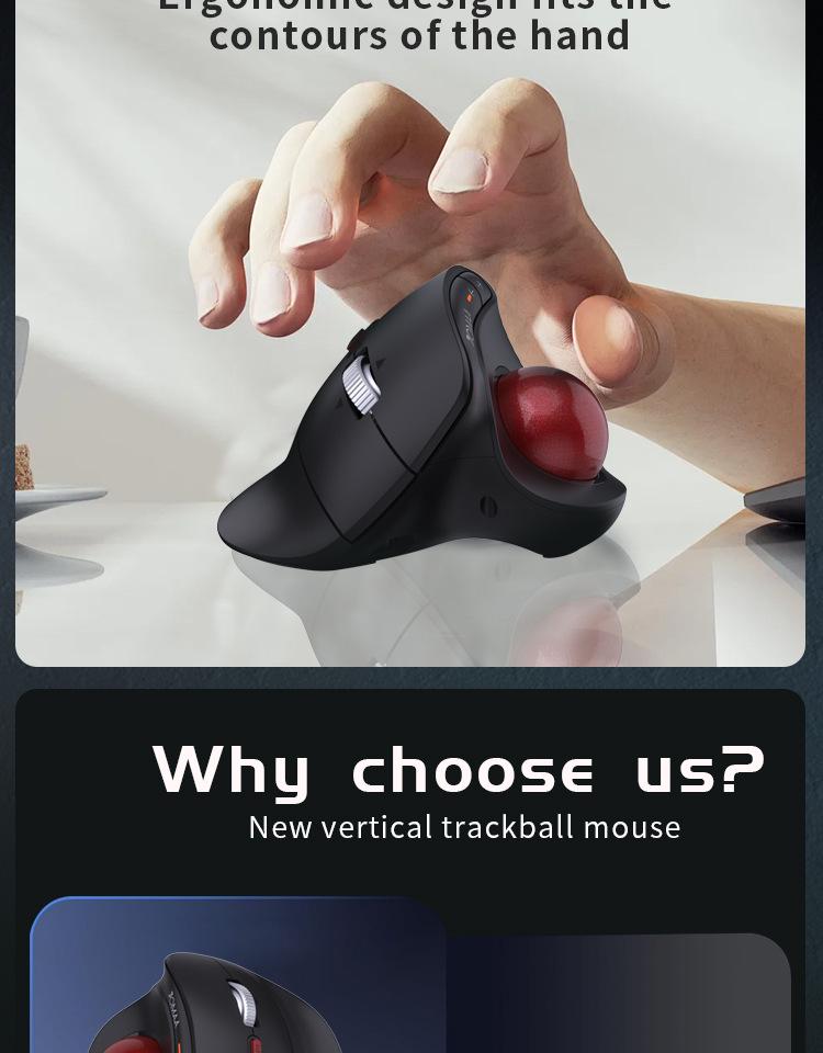 JOMAA Ergonomic Bluetooth Trackball Mouse for PS & CAD Drawing