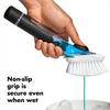 OXO Dish Brush for and 12361700 One-Push Brush, Non-Scratch, Detergent-Holding Dishes, Pots, Pans,