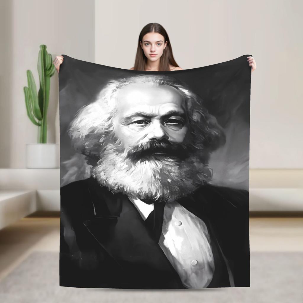 Super Warm Blankets Camping Karl Marx Engels and Lenin Throw Blanket  Flannel Bedspread For Couch Bed Graphic Sofa Bed Cover