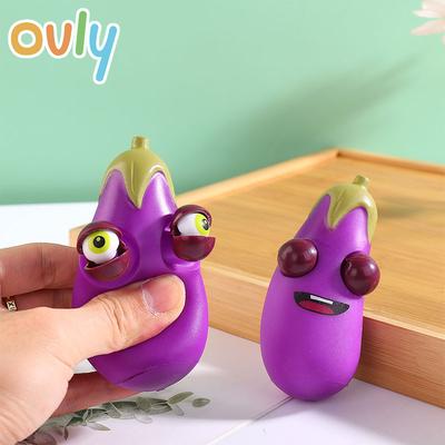 Ovly Pop-eye Eggplant Vegetable Creative Funny Quirky Decompression Stress Relief Toy Squeeze Toys ADHD Kawai Cute Gift
