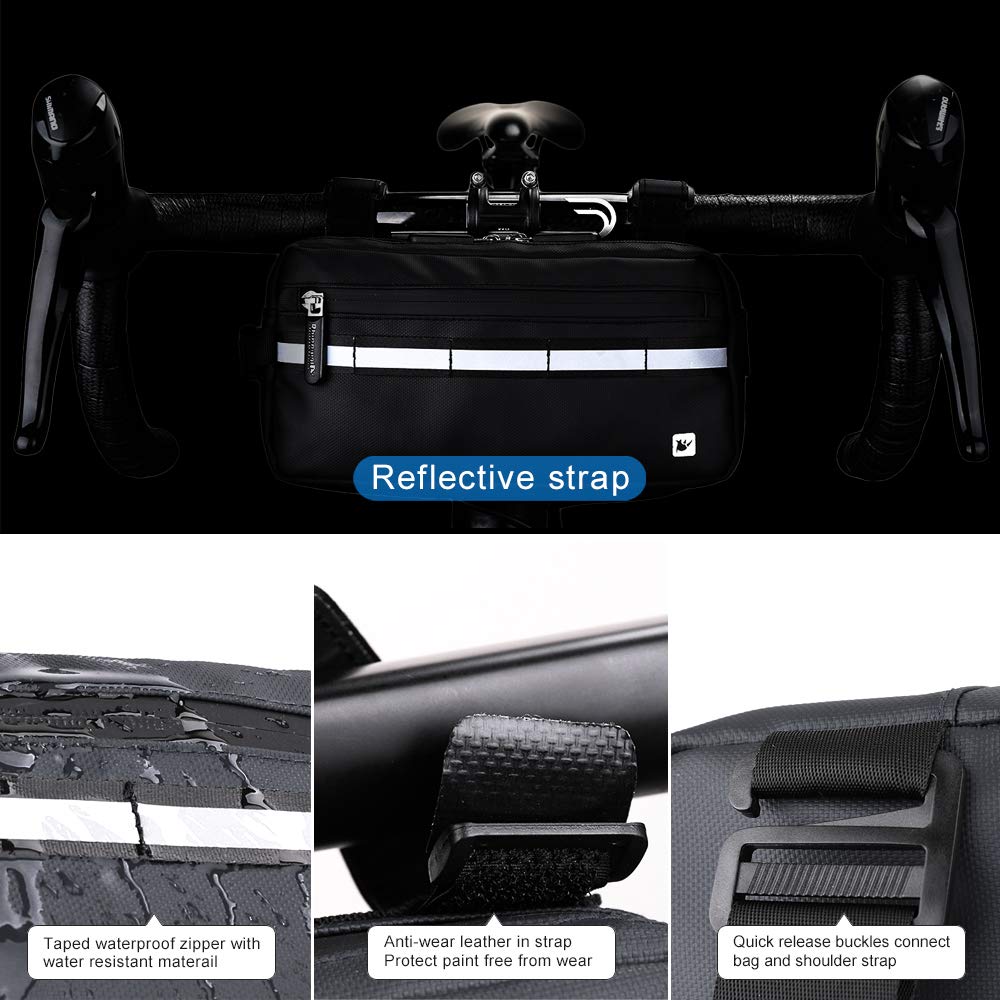 Rhinowalk Bicycle Bag, Waterproof Bicycle Handlebar Bag, Bicycle Basket, Bicycle Front Bag, Shoulder Bag, Waist Bag, Professional Cycling Accessory Fo