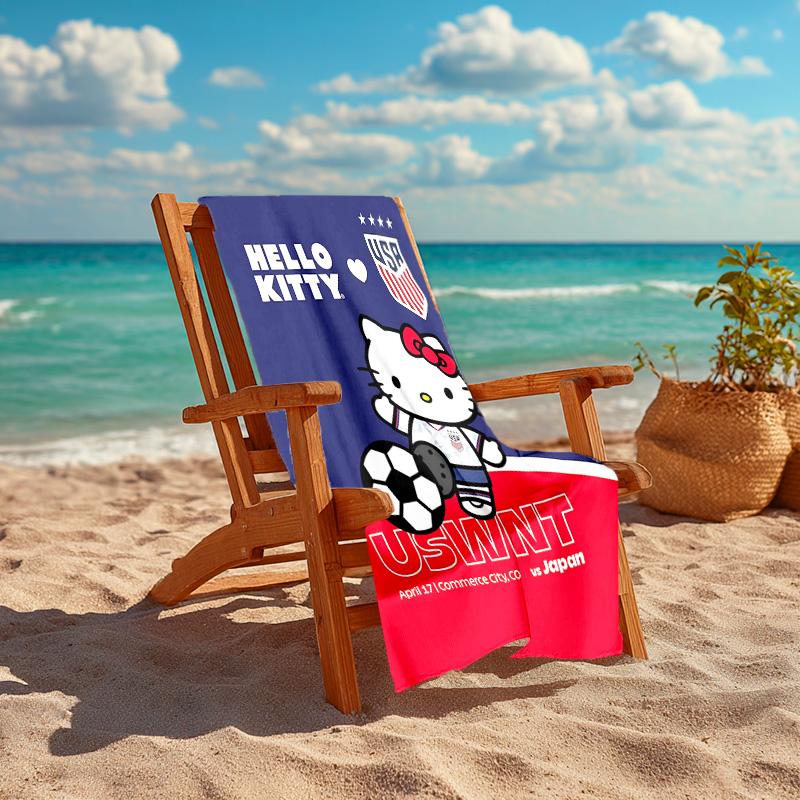 1pc Kitty Soccer Match Cartoon Quick Dry Microfiber Bath Towel for Swimming Surfing Camping Unisex Holiday. SJT7201194