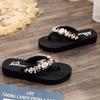 Fashion Rivet Big Size Beach Shoes Rubber Flip Flops Woman's Slippers Slides Low Sabot Hawaiian 2025 Flat Cotton Fabric Metal Decoration