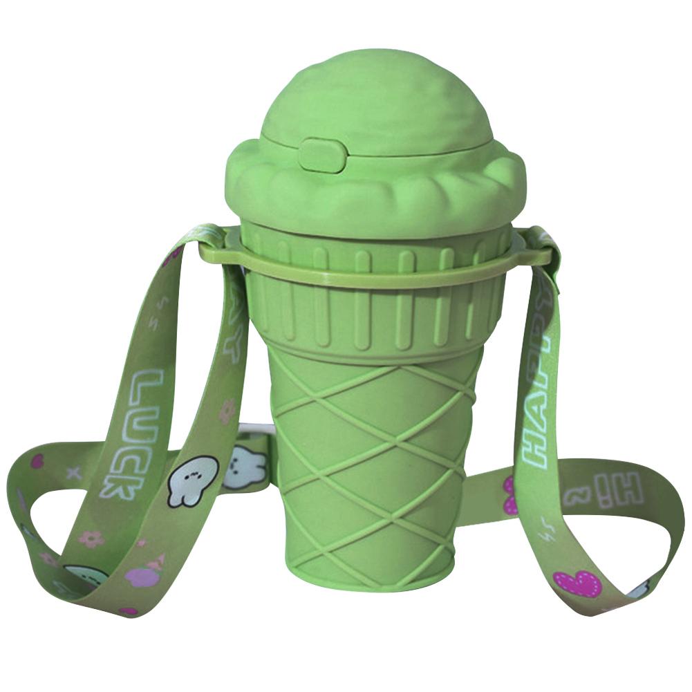 

500 мл питьевая кружка герметичная в форме мороженого бутылка для питьевой воды с регулируемым ремешком симпатичные бутылки для воды для школьников зелёный
