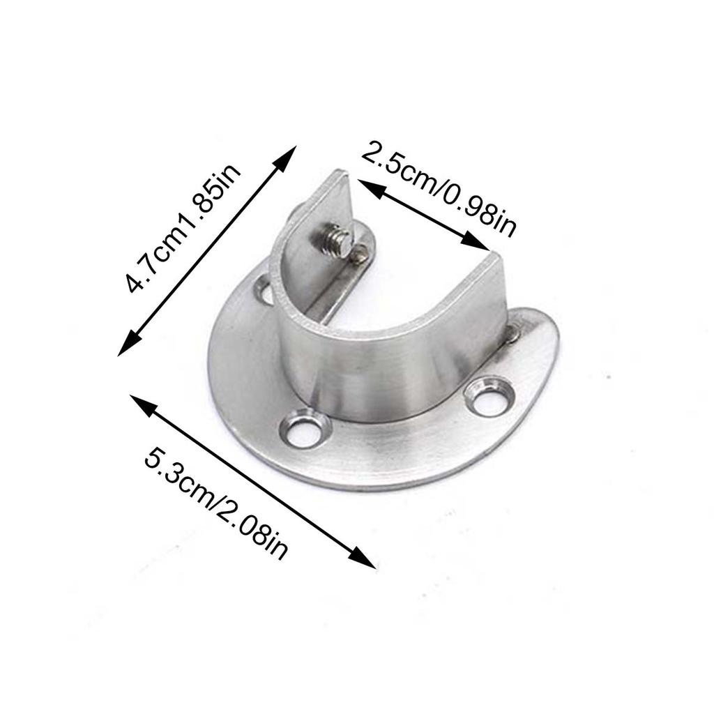 2pcs Closet Rod Holder Socket Flange Rod Holder U Shape Closet Rod Bracket Black 25mm Wardrobe Rail End Supports Curtain Rail Holder