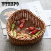 Imitation Rattan Desktop Fruit Plate Snack Candy Basket Festive Dried Fruit Melon Seed Plate Heart-shaped Living Room Storage Basket Vegetable Plate