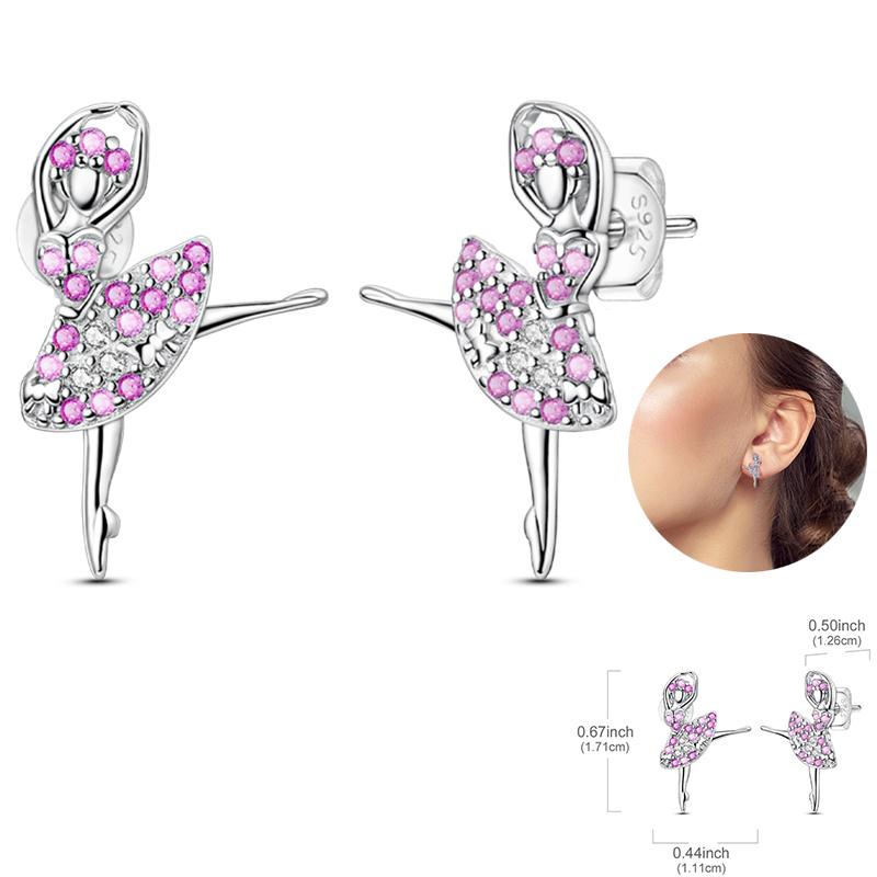Early Spring 925 Silver Pink Tulip Sunflower Butterfly Grape Sweet Fresh Earrings Fit For Engagement Fine Jewelry Gifts