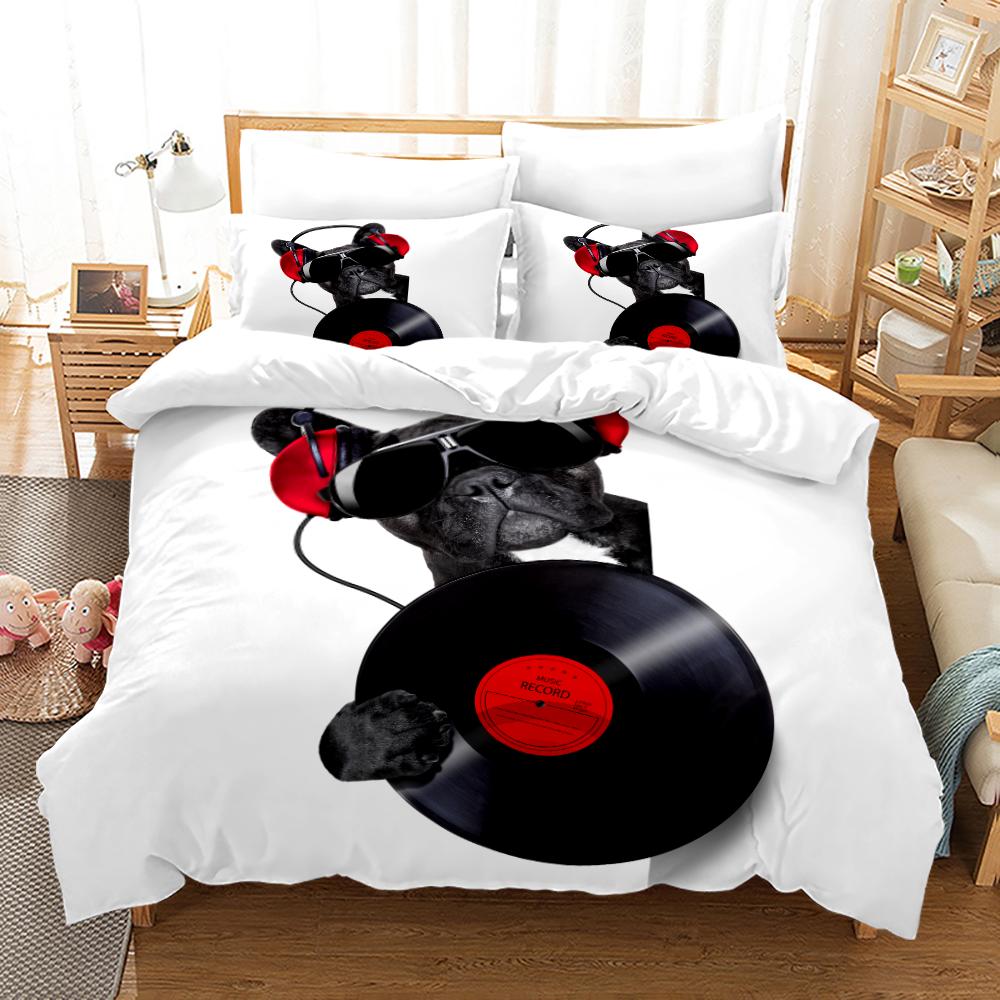 Roztomilý pes Luxusní ložní souprava 3D tisk Pro dospělé Dítě Twin Single Queen King Full Size Ložnice Zvíře Kreslený Set povlaku na přikrývku