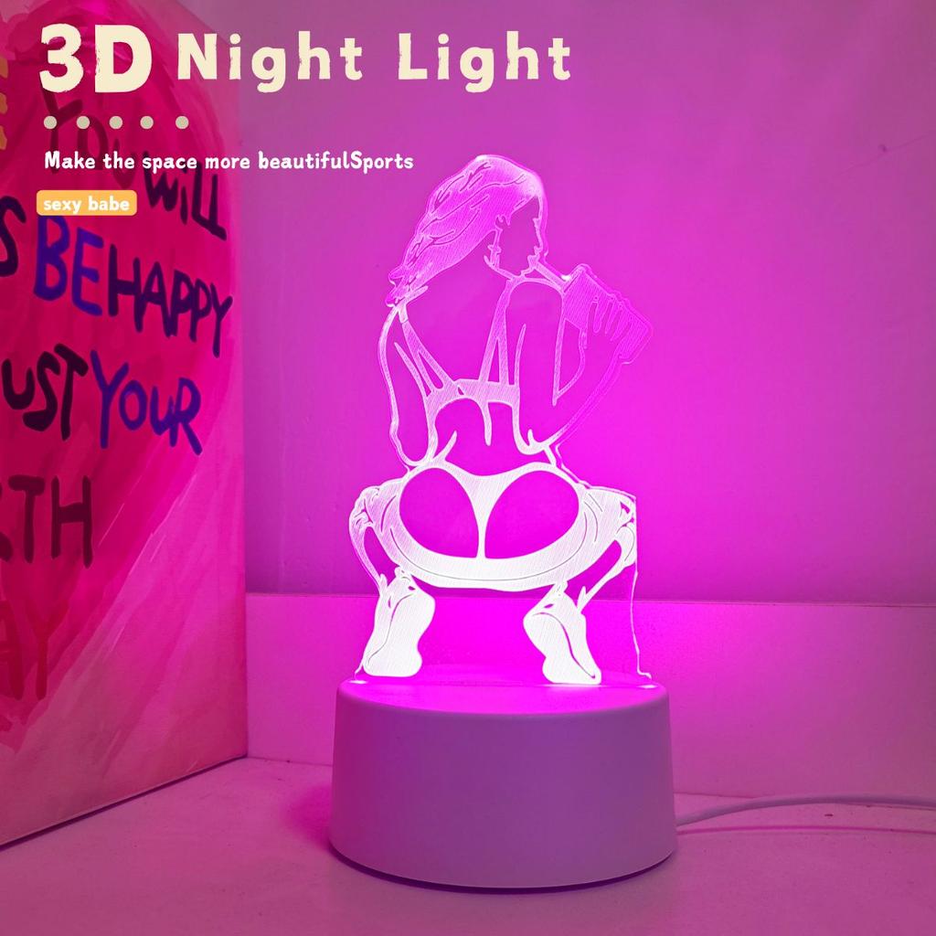 Pink Sexy Girl 3D LED Night Light, USB Power Supply, Bedroom Bedside Table Desktop Decoration, Birthday Holiday Gift Light