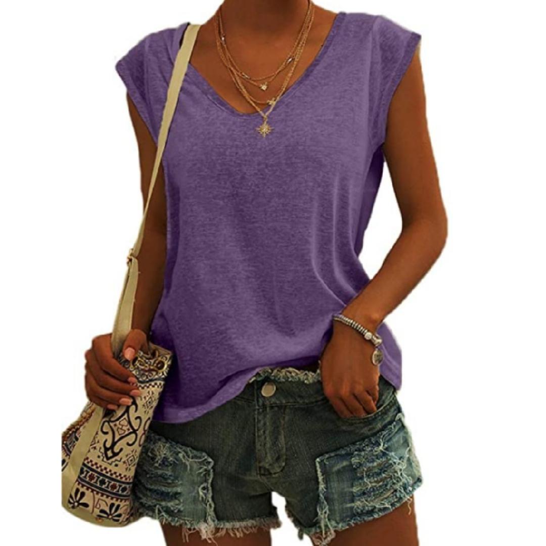 

Сплошная летняя футболка с v-образным вырезом, свободный женский топ, износостойкие удобные пуловеры L