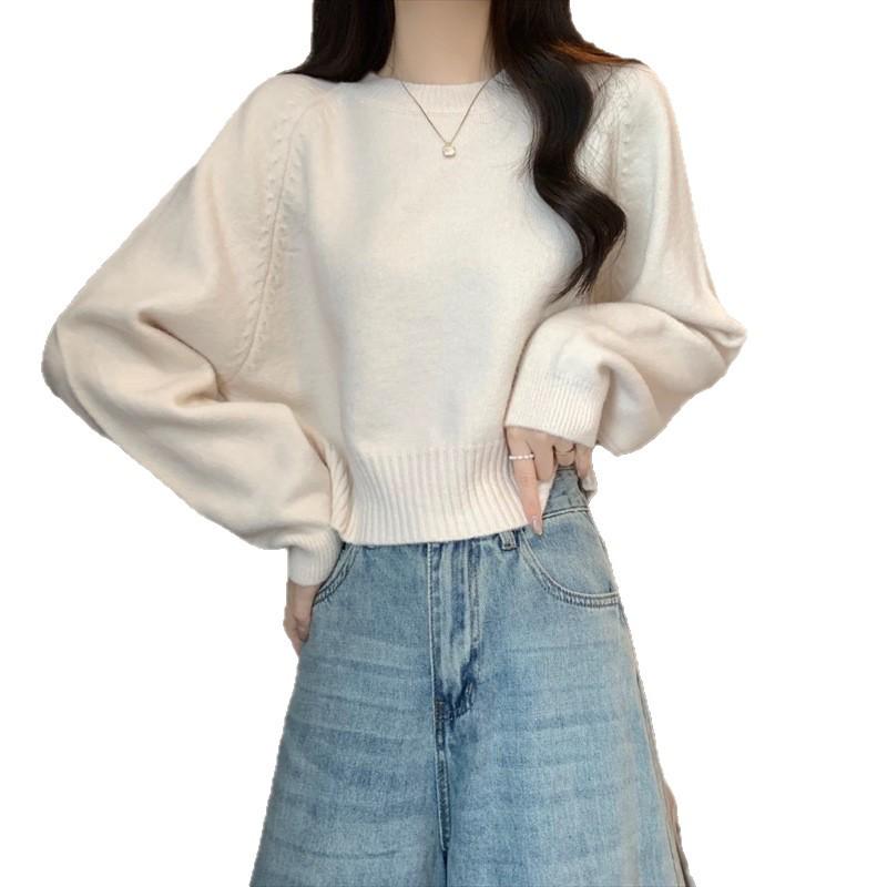Korean Style Autumn/Winter 2025 Slimming Round Neck Pullover Sweater for Women