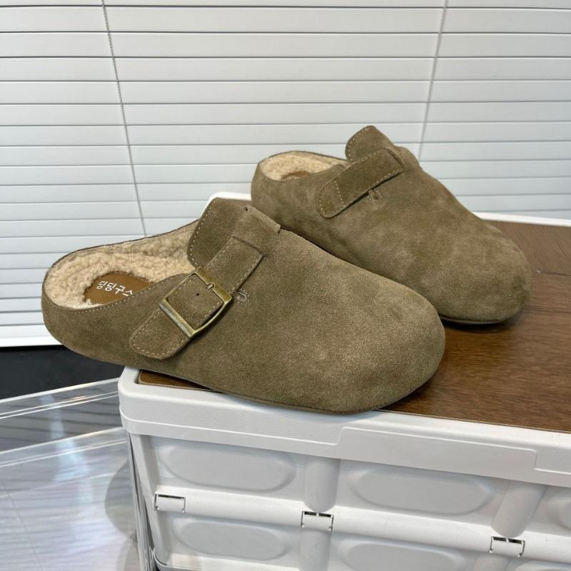 Thick-soled Bag Head Half Slippers Women's New Autumn and Winter Outer Wear Mao Mao Shoes Lazy Shoes Versatile