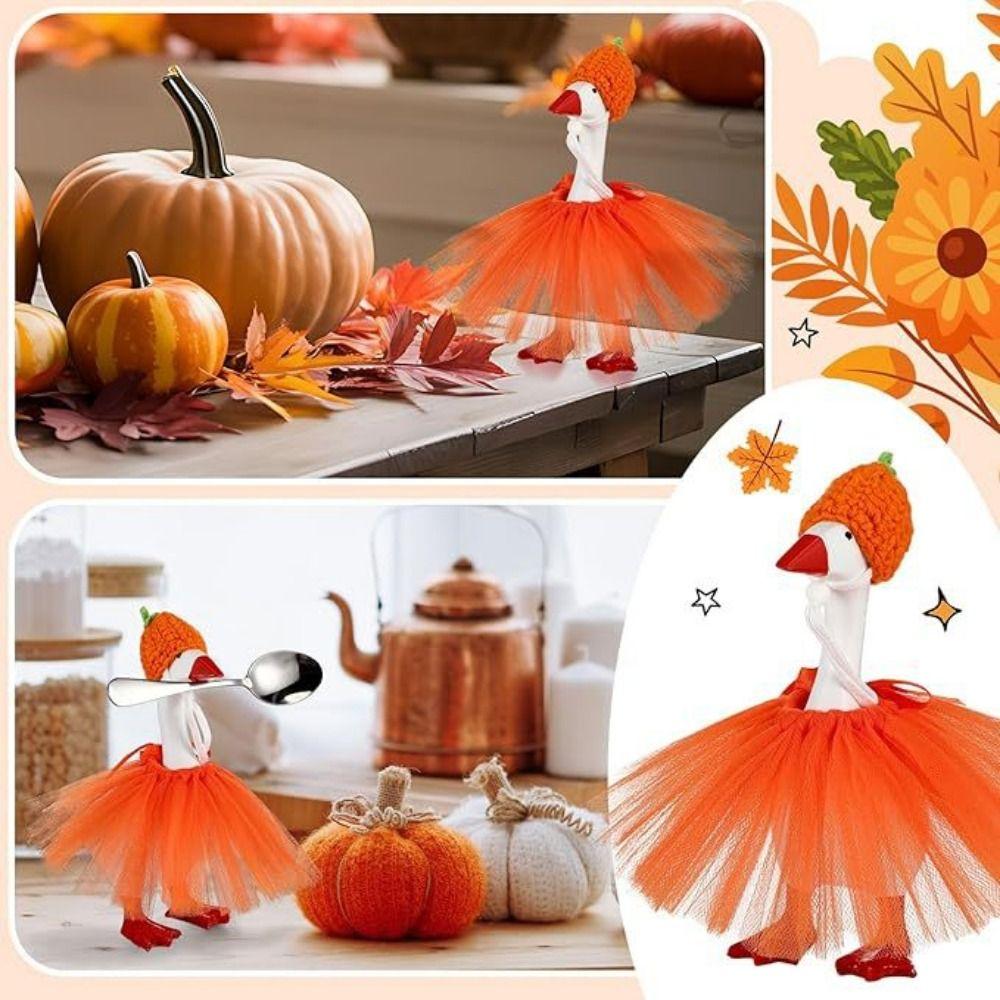 Adjustable Porch Goose Costume Hand-Hooked with Hat Halloween Goose Decoration Colorful Christmas Duck Outfits Seasonal Decor