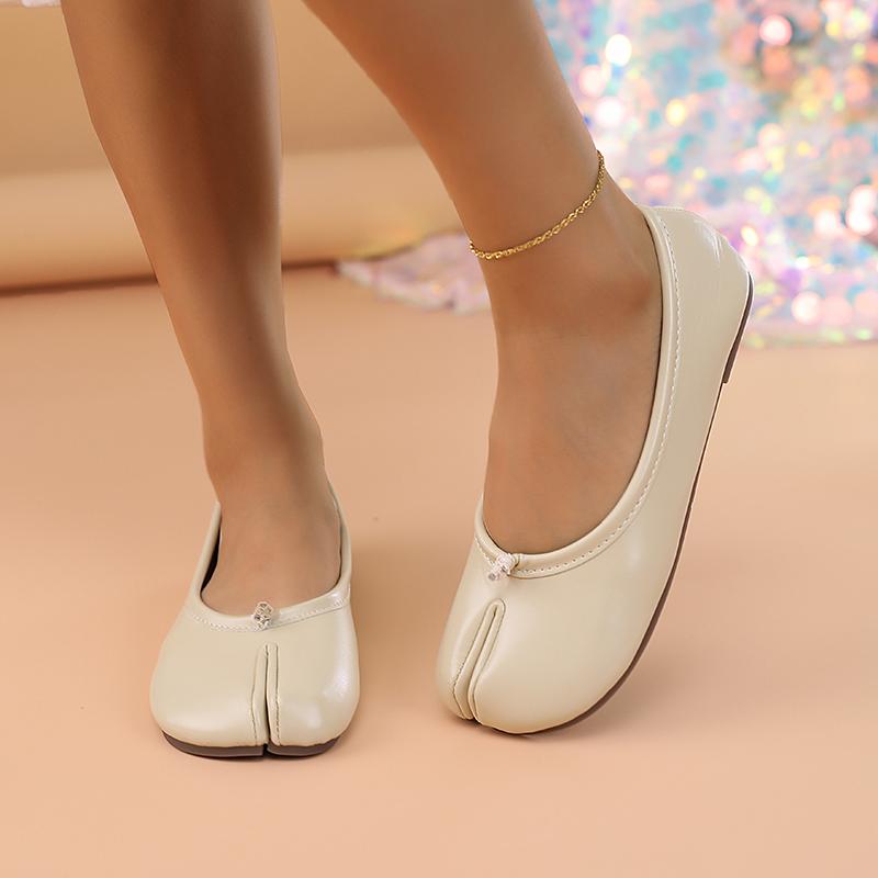 Damen Leder Zehentrenner Slipper, Flache Schuhe, Bequeme Schlupf Ärmel, Atmungsaktive Freizeitschuhe