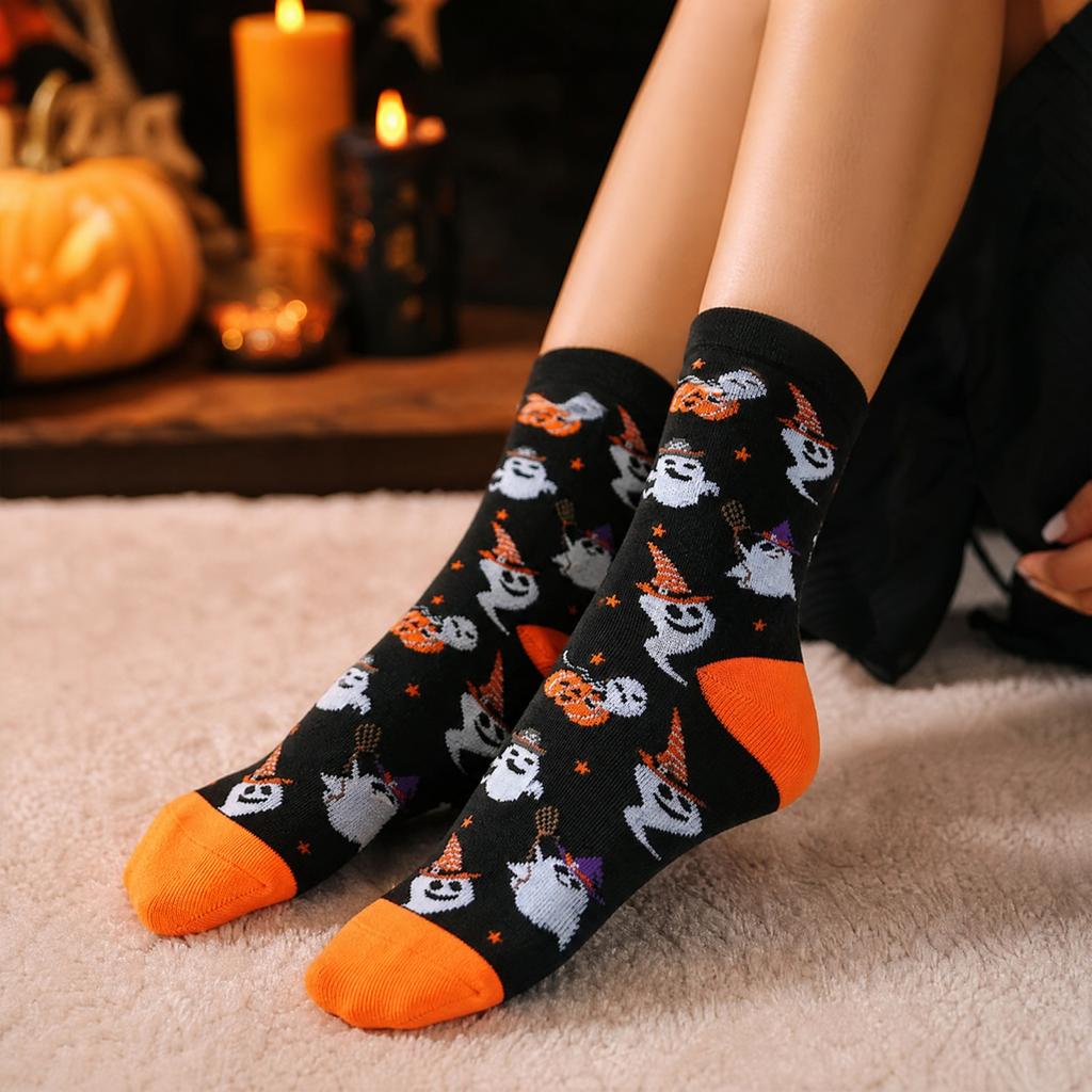 Halloween Printed Mid-Calf Socks Wicking Breathable Socks for Men Women Casual Daily Wear