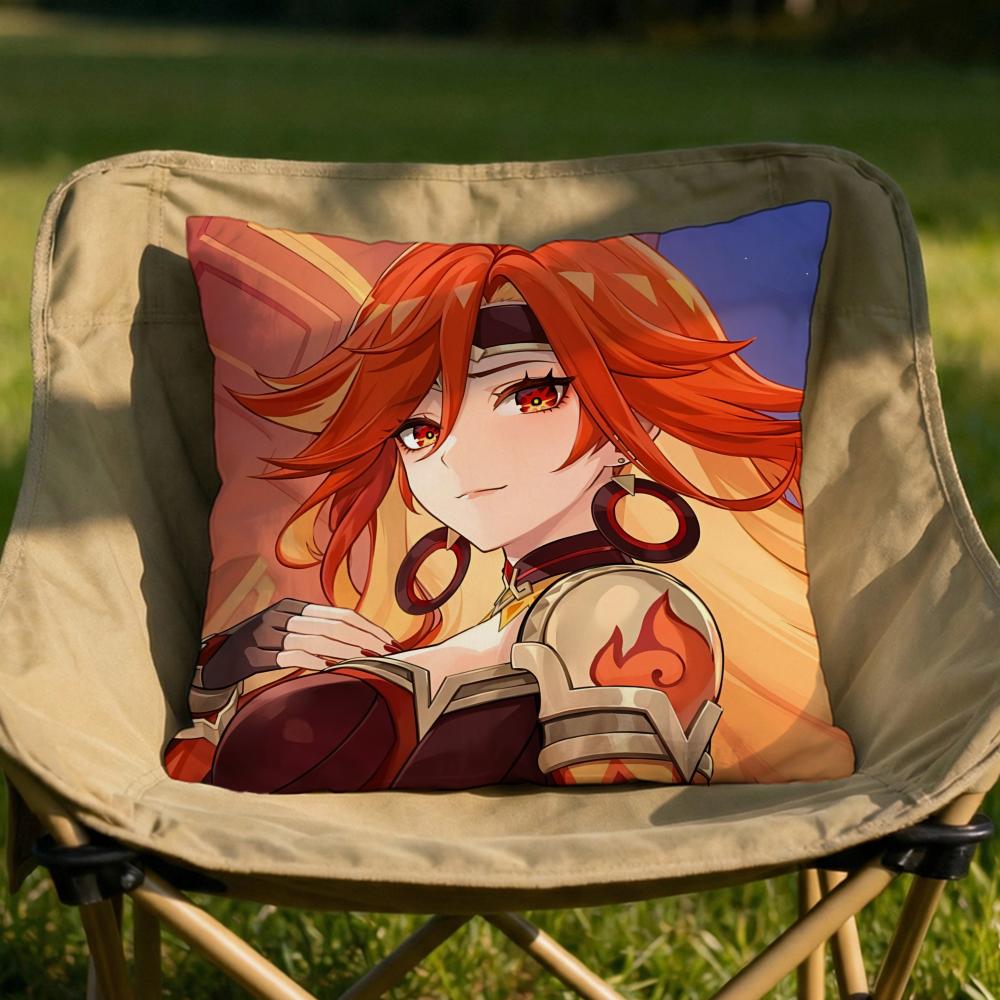 Genshin Impact Mavuika Cushion Cover Soft Reversible Durable Pillow Cover MultiScene Use for Home Car Daily Comfort