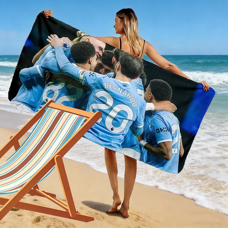 Man City Player Print Beach Towel, Large Soft Quick Dry Towel for Beach Camping Swimming