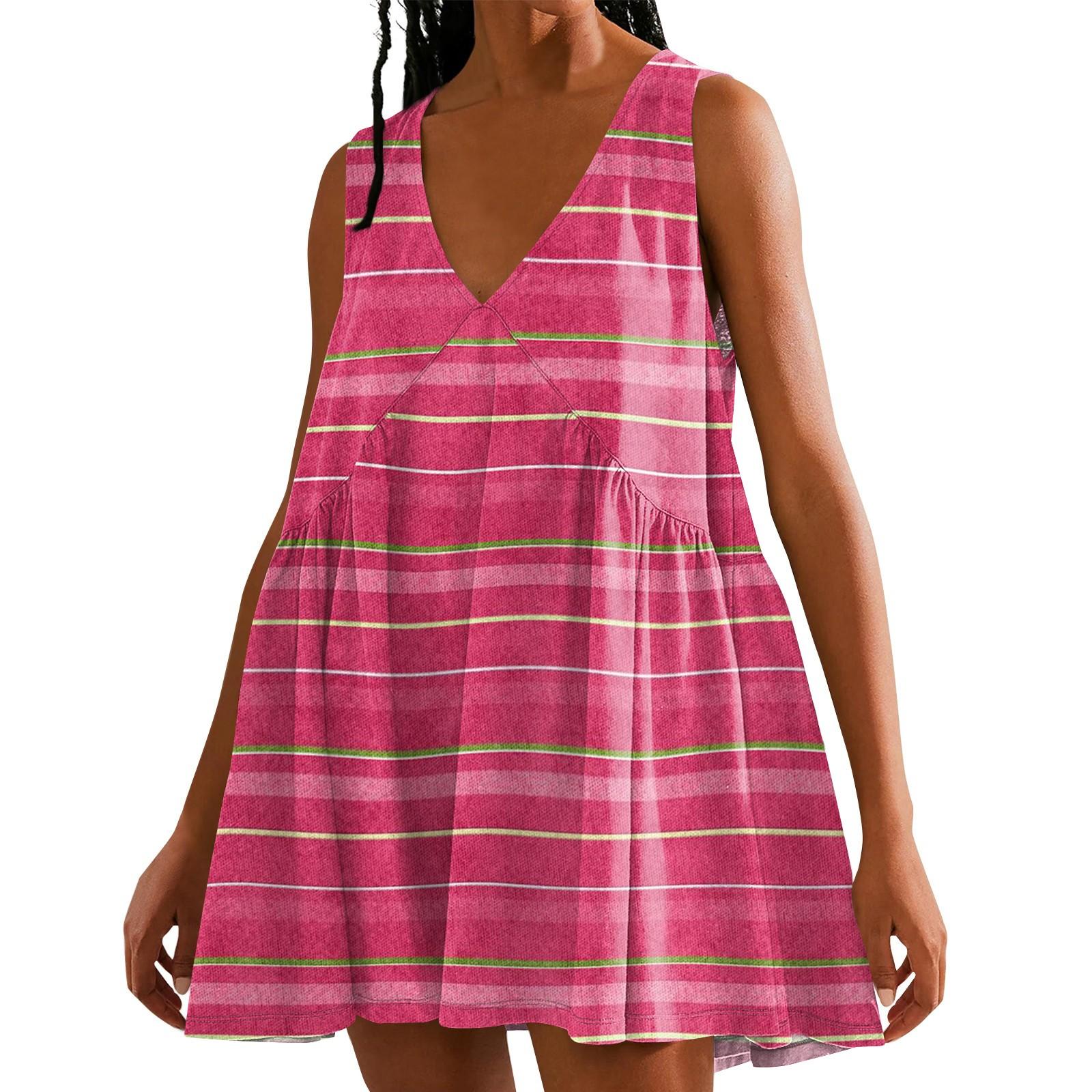 

Women s Casual Polka Dot Print V-Neck Beach Sleeveless Dress Short Skirt M