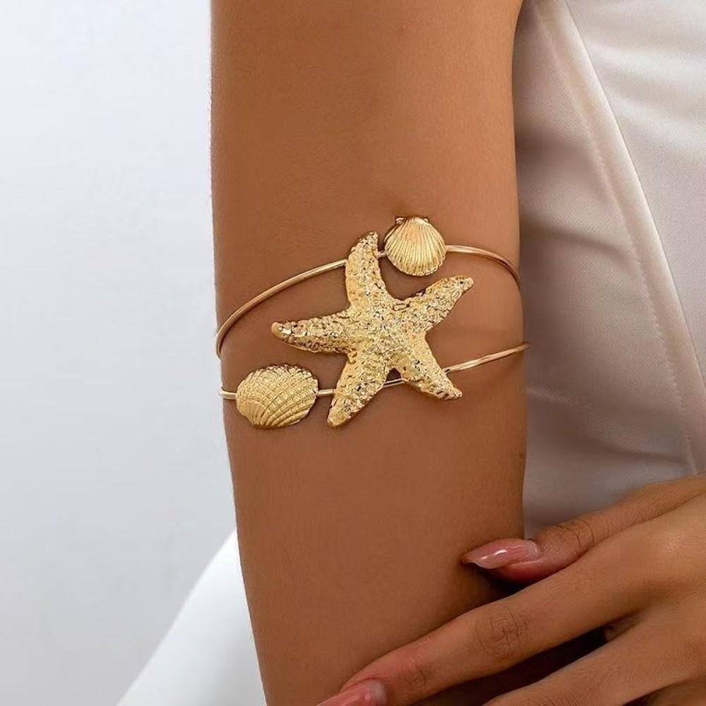 Scallop Shape Starfish Arm Jewelry Gold Arm Cuff Elegant Arm Cuff Bracelet Women