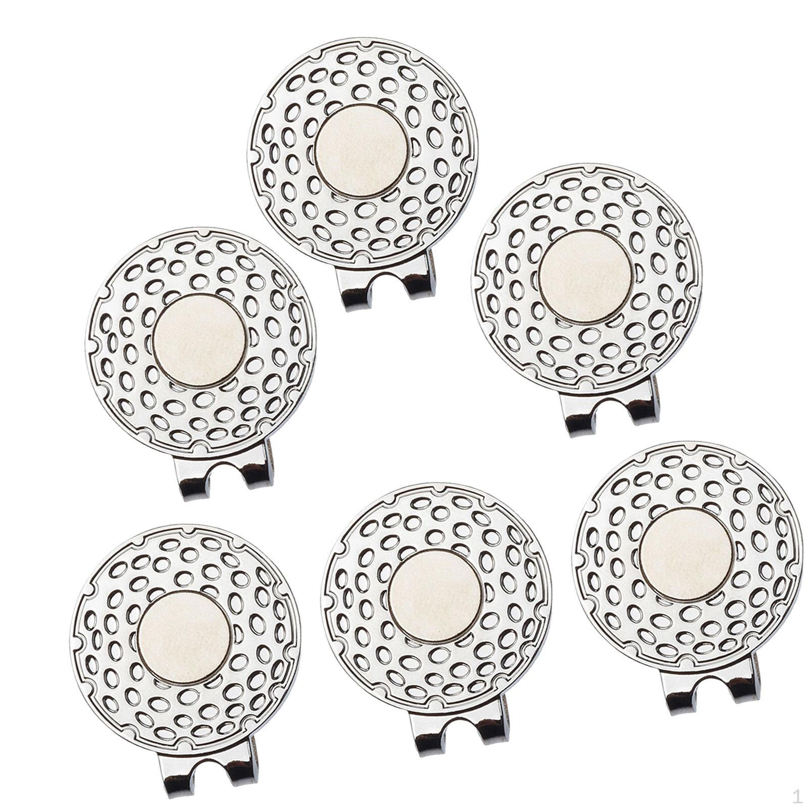 

6 Golf Hat Clips for Marking , Suitable Gloves and Visors серебряный