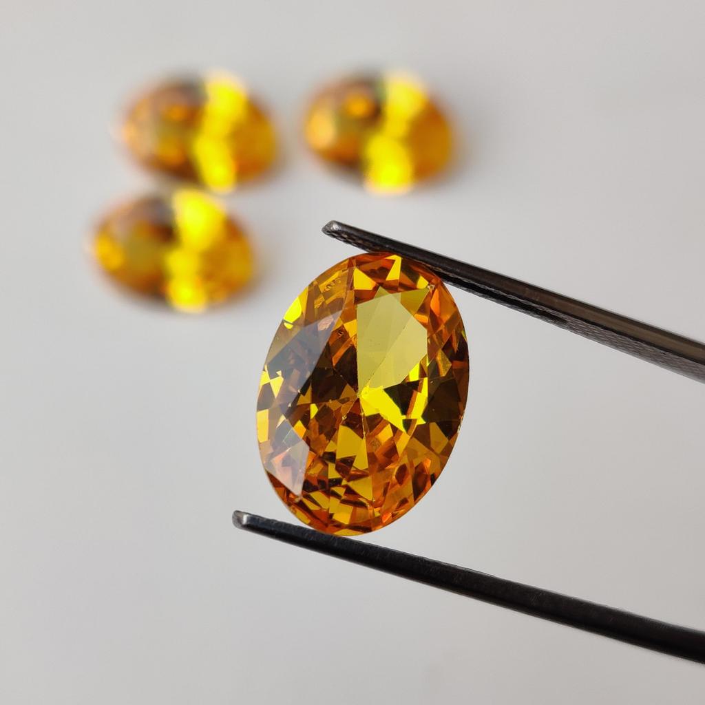 Yellow Sapphire Shade Natural Oval Cut 14x10 Mm Size Zircon, Healing Yellow Color Zircon Lot, Loose Zirconia Lot for Making Jewelry.