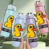 1PC Rubber Bath Duck 750ml Color Plastic Sports Water Bottle Leakproof Flip Straw Lid Suitable for Sports Office Home Use