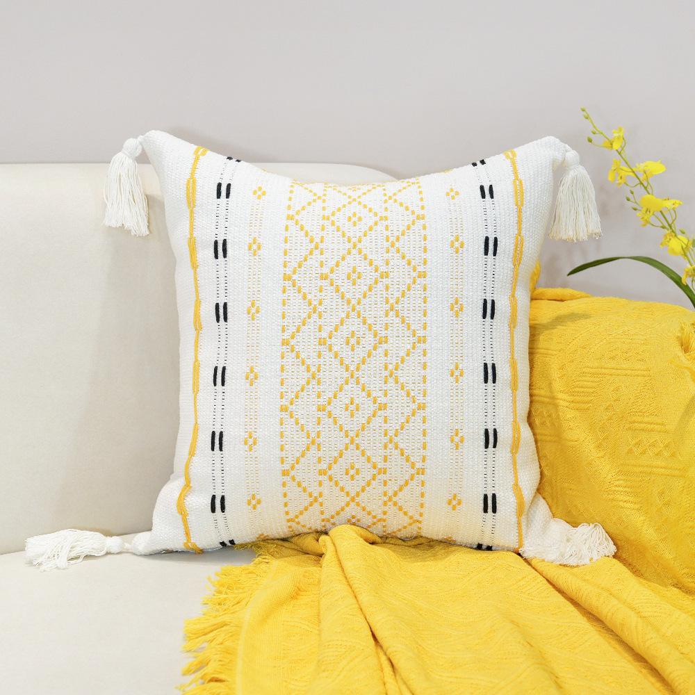 Pernă decorativă cu franjuri jacquard Nordic simplu îngroșat nisip husă de pernă