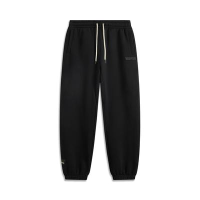 Badfive Solid Mid-Waist Drawstring Comfortable Breathable Cuffed Knitted Sports Pants Men Bottoms Black AKLV013-3