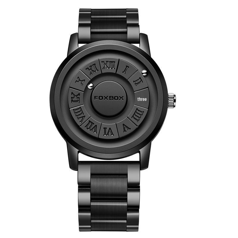 Men’s Frameless Design Quartz Watch with Magnetic Suspension and Futuristic Black Technology