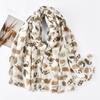 Korean New Long-tail Cat Printed Bali Yarn Long Scarf Spring and Summer Versatile Cotton and Linen Fashion Scarf Travel Thin Shawl