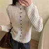 100% Pure Wool Women's High Neck Button-Up Cardigan - Autumn/Winter Sweater Coat
