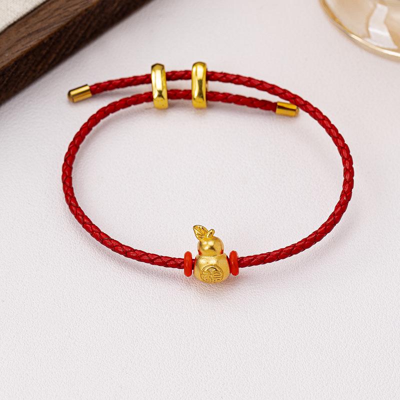Gold Sand Zodiac Red Rope Braided Bracelet - Retro, Versatile & Luxurious Series