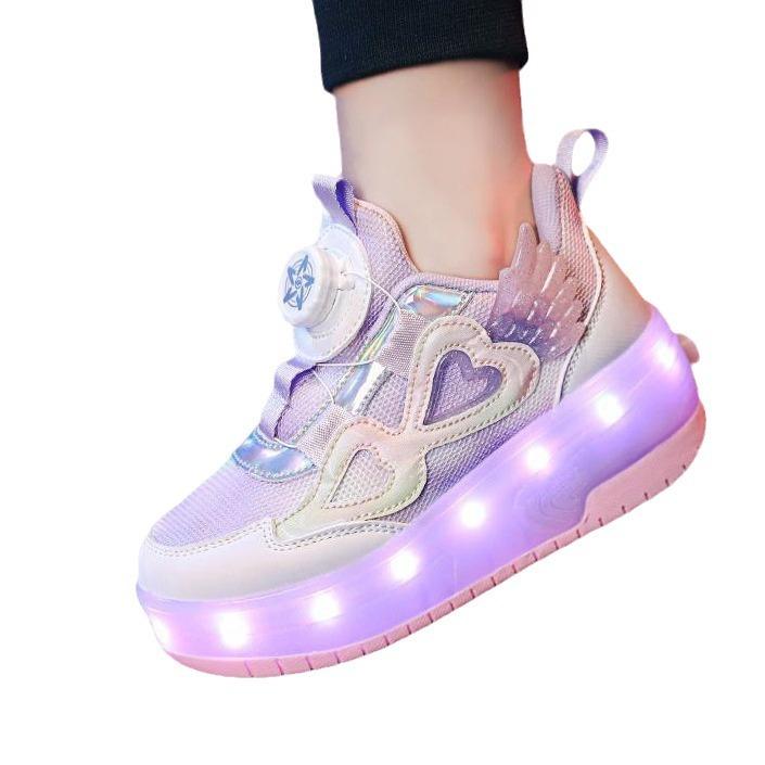 Popular Runaway Shoes Boys Summer Breathable Children Primary School Students Sports Shoes Luminous Light Shoes Skating Roller Shoes Girls