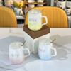 Pearl Glaze Ceramic Cup with Lid Spoon Couple Mug Pearl Fantasy Color Cup High Value High-quality Water Cup for Household Use