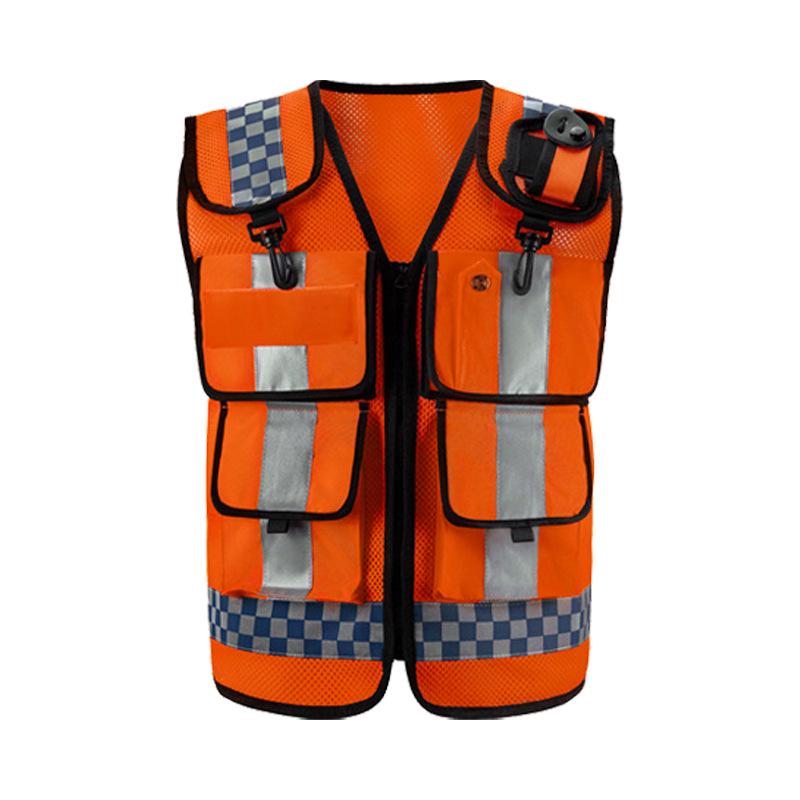 Multi-Pocket Reflective Safety Vest for Construction, Sanitation, and Traffic Workwear - Customizable.