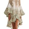 Women's Printed Ruffle Mini Dress Short Sleeve Loose Vacation Summer Casual Dress