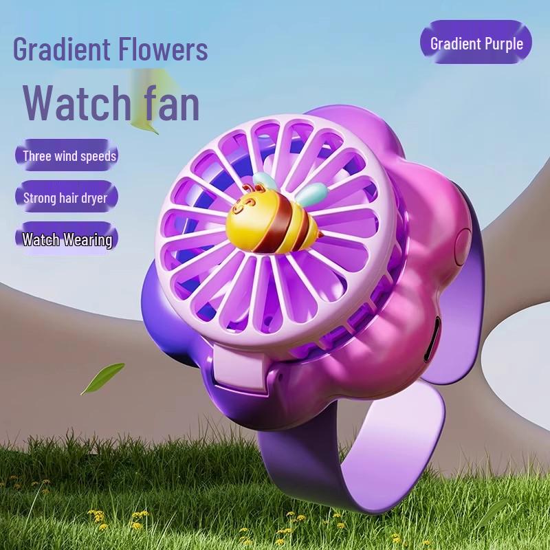 2025 Kids' Cartoon Fan Slap Bracelet: Mini Electric Fan Toy for Elementary School Girls