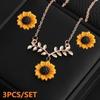 3 Pcs/1 Set Golden Sunflower Leaf Pendant Necklace for Women Cute Flower Clavicle Chain Necklace Gifts Accessories Decor