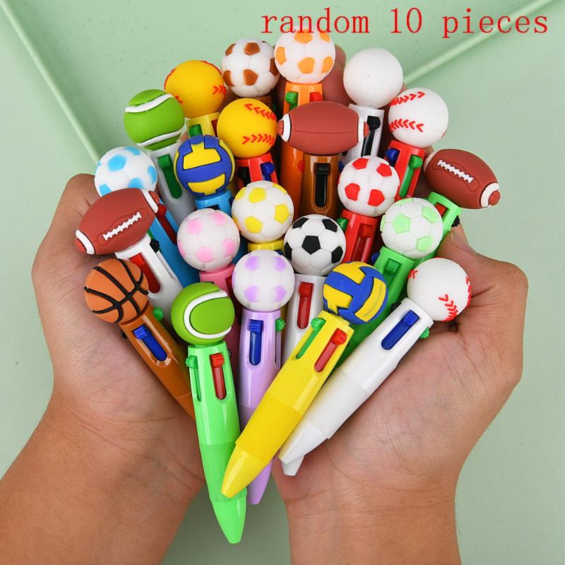 Bulk Sports Ballpoint Pens Four Color Ink Football Basketball Design School Office Use for Kids Writing Party Supplies