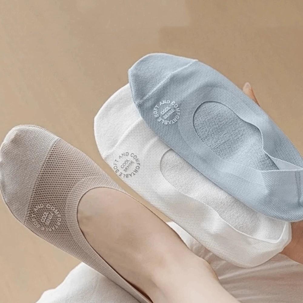 Solid Color Bottom Invisible Socks Ultra-Thin Anti Slip Socks Simple Boat Socks  Spring Summer