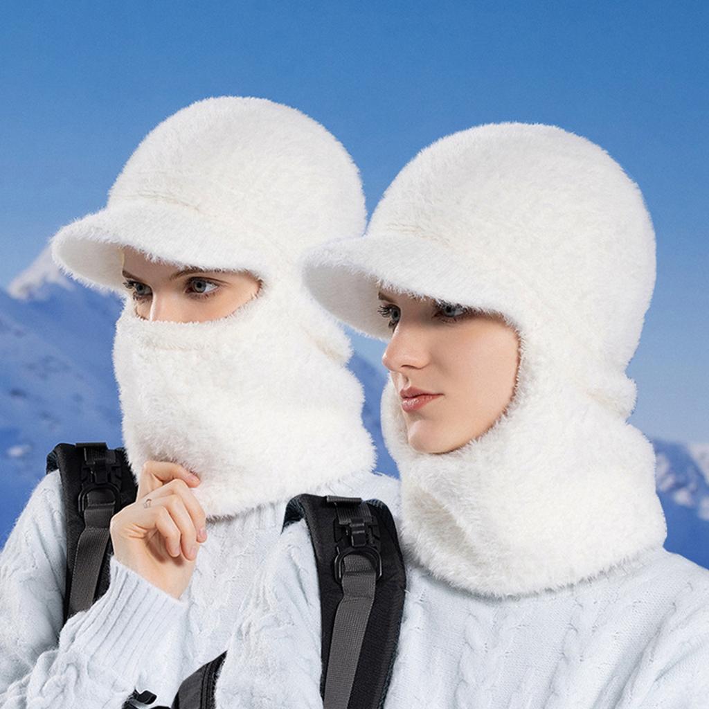 Furry Balaclava for Outdoor Activity Hat with Neck Warmer Hat Pullover Unisex Hat Furry Skull Caps 2000s