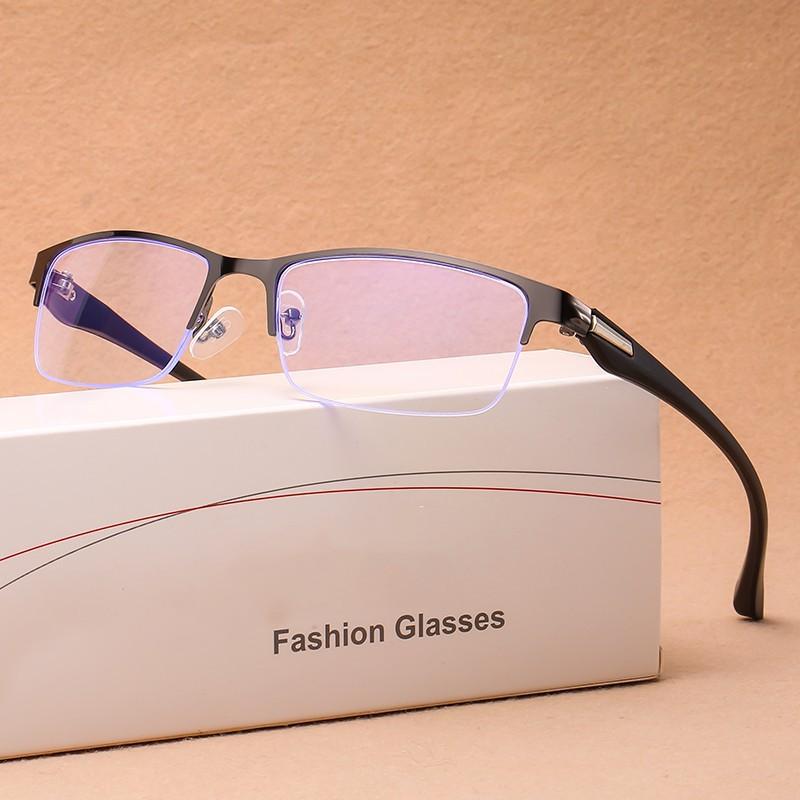 

Мужские деловые очки-полуободковые для близорукости, ретро, классическая квадратная оправа, защита от синего света, очки для близи, готовые очки 2