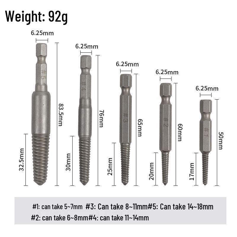 High-Speed Steel Double-Ended Screw and Wire Extractor Set 4341